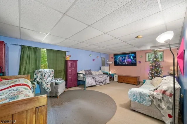 a balcony with trees in front of it