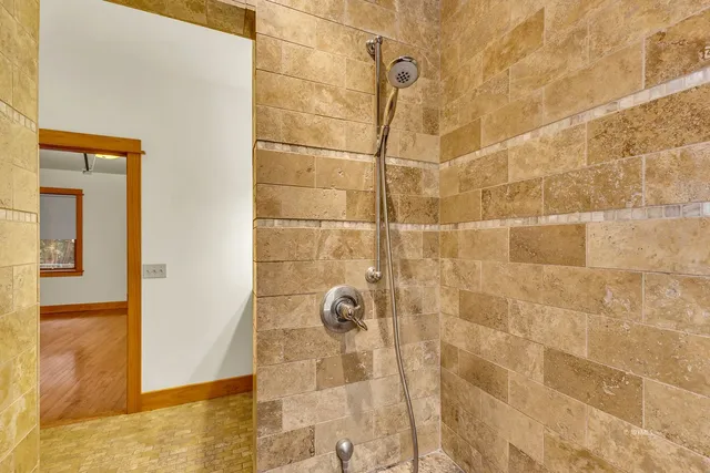 a view of a yard with swimming pool