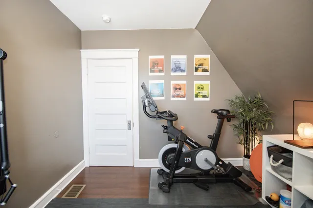 a view of a room with gym equipment