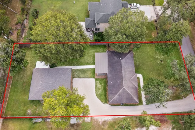 an aerial view of a house