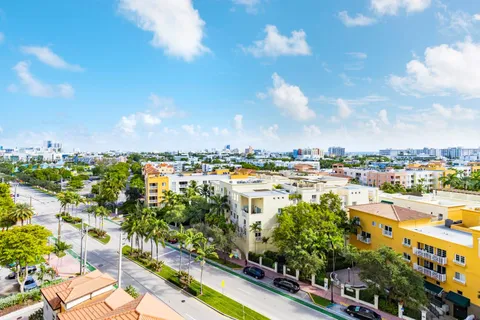 a view of a city from a balcony