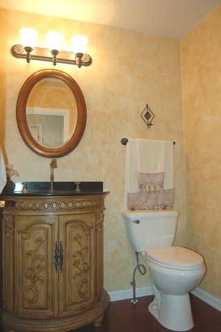 221 Ellis Road Lake In The Hills, IL 60156 - Photo 13 of 28 a bathroom with a toilet a sink and a mirror