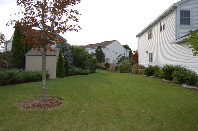 221 Ellis Road Lake In The Hills, IL 60156 - Photo 27 of 28 a backyard of a house with plants and large tree