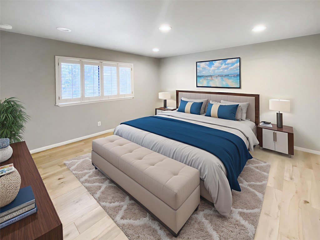 1503 Roundup Trail Round Rock, TX 78681 - Photo 4 of 23 Bedroom featuring light wood finished floors and recessed lighting