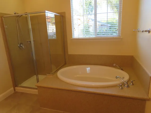 a bathroom with a bathtub
