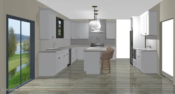 a kitchen with a sink appliances and cabinets