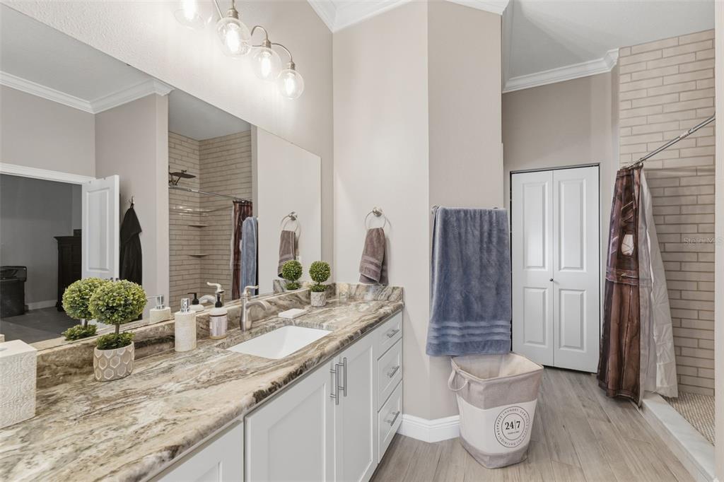 14582 Boland Avenue Spring Hill, FL 34610 - Photo 29 of 74 a bathroom with a granite countertop sink and a mirror