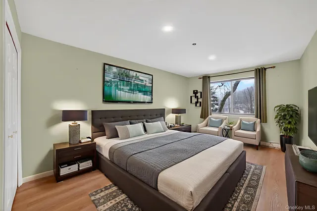 a room with cabinets and a window