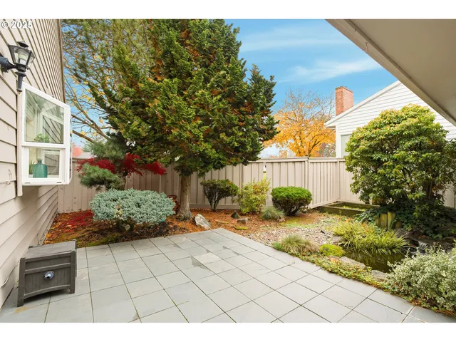 a view of a backyard with potted plants