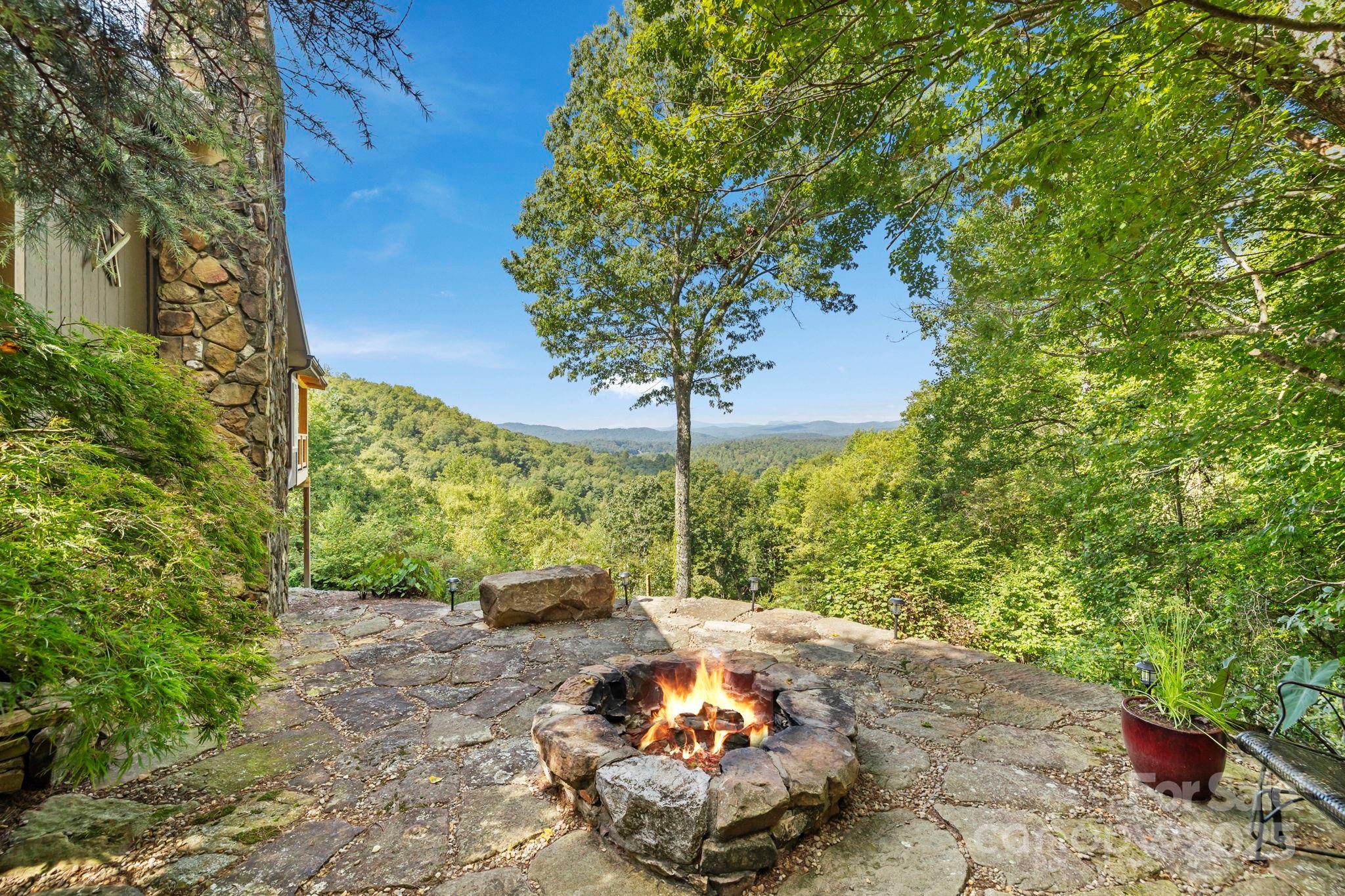 658 Johnson Road Brevard, NC 28712 - Photo 32 of 48 a backyard of a house with table and chairs potted plants