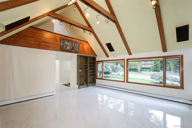 a view of a building with a street