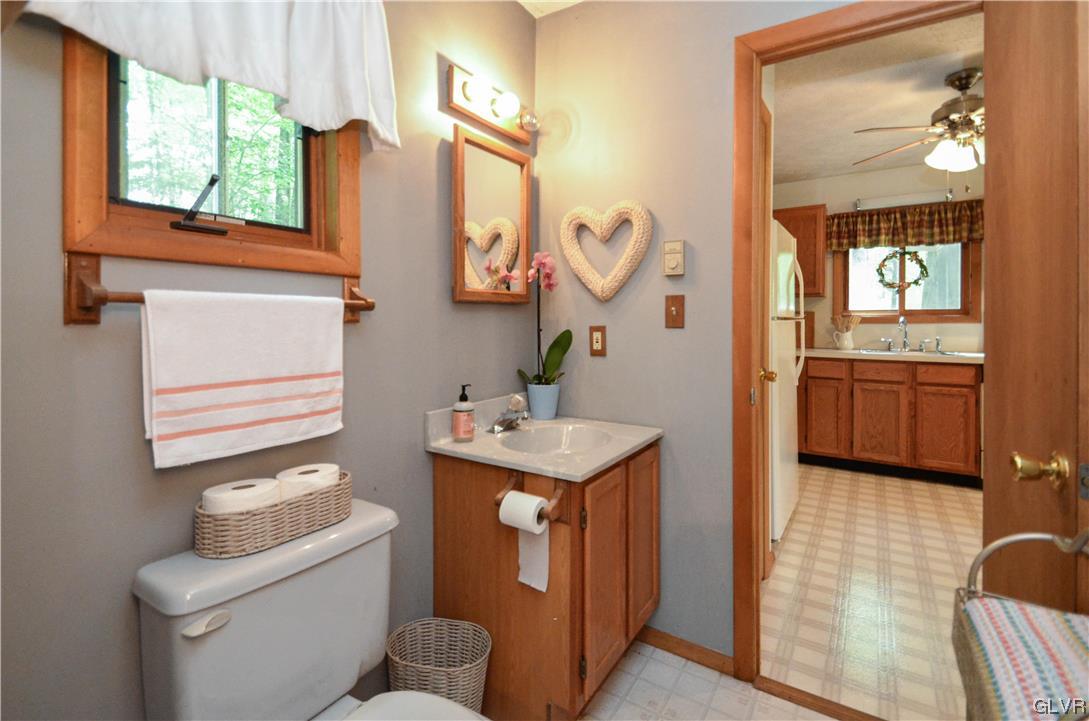 208 Regent Street Bushkill, PA 18324 - Photo 19 of 37 a bathroom with a toilet sink and mirror