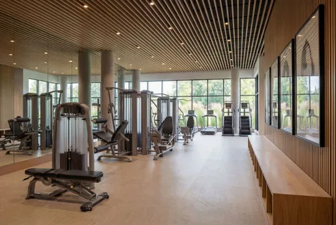 a view of a room with gym equipment
