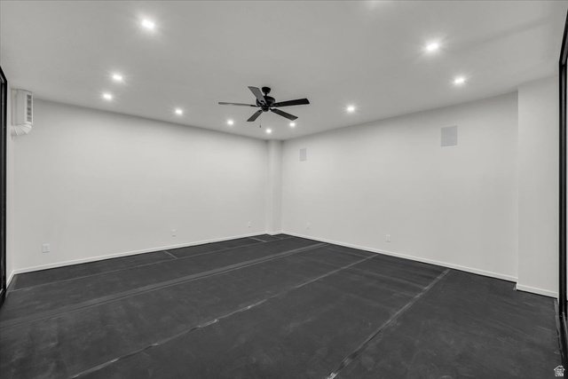 2152 South 30 West Orem, UT 84058 - Photo 37 of 56 Gym featuring a ceiling fan, recessed lighting, and concrete floors