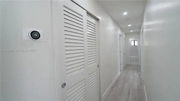 an empty room with closet