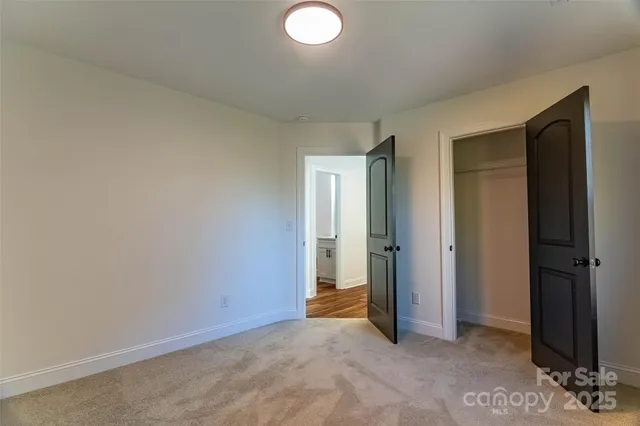 an empty room with a door