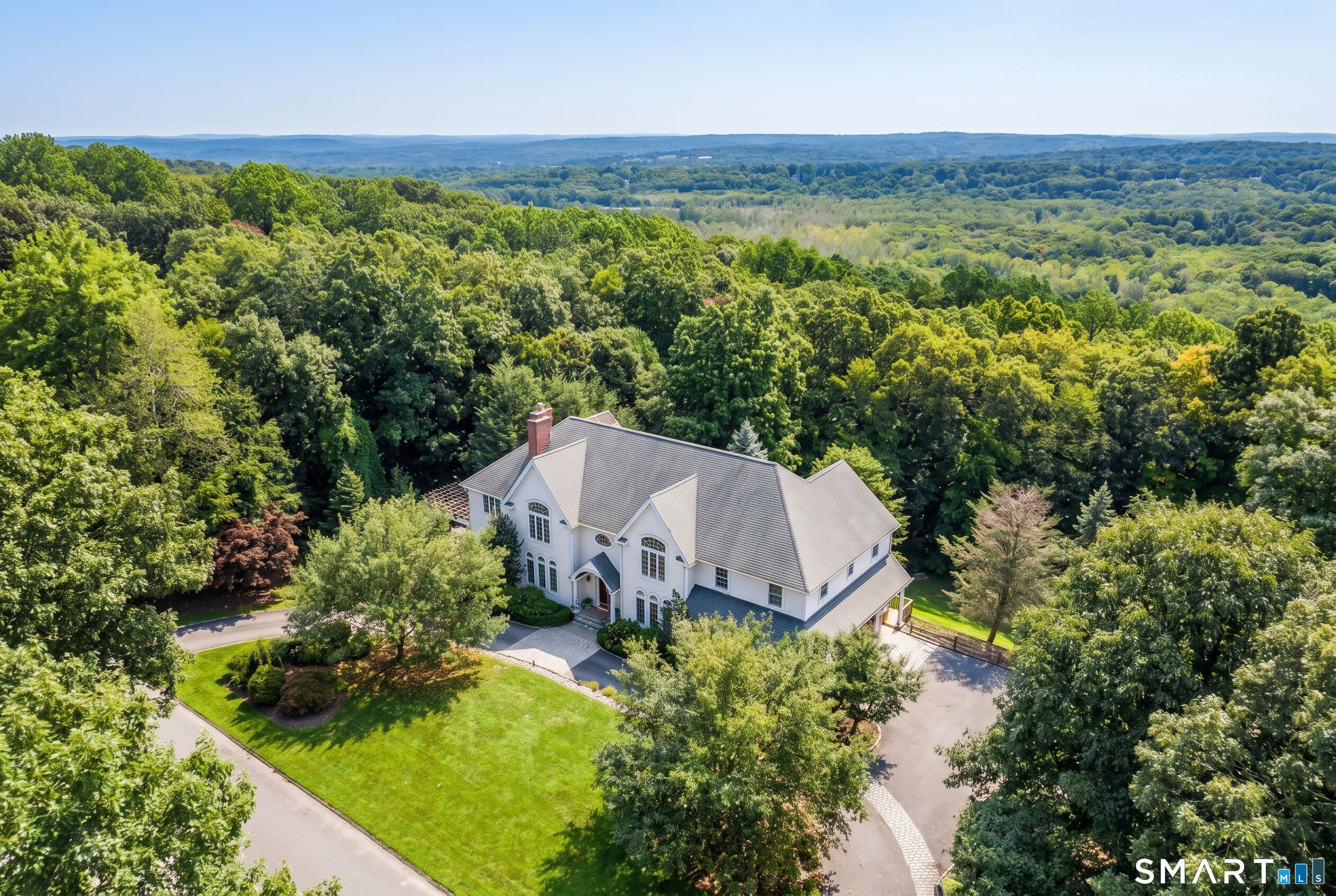 17 Kent Road Newtown, CT 06470 - Photo 35 of 40 Aerial view of the home in a private setting.