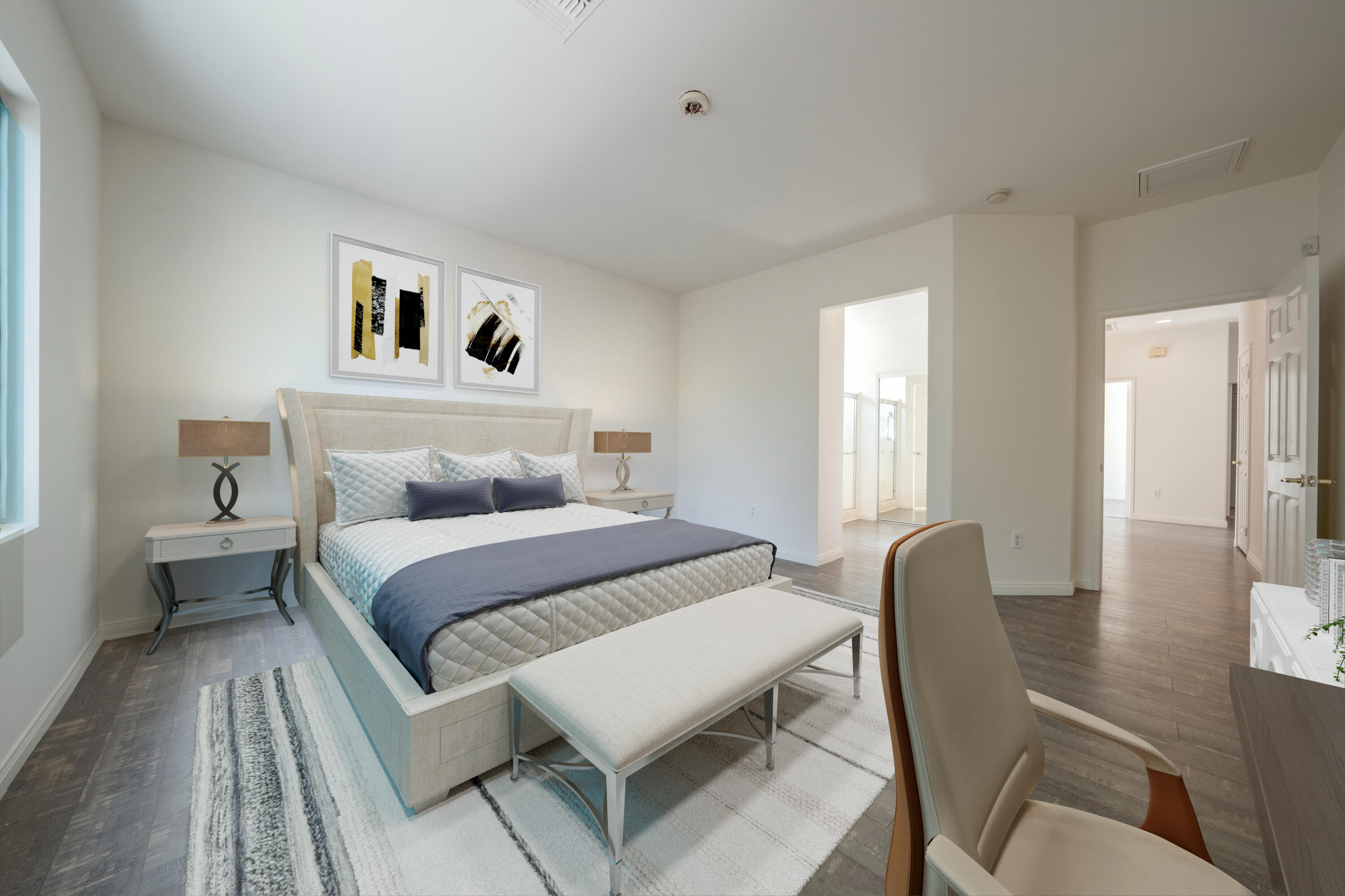 78640 Rainswept Way Palm Desert, CA 92211 - Photo 31 of 37 a bedroom with a bed and wooden floor