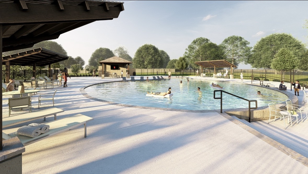 4791 Native Tree Lane Bryan, TX 77845 - Photo 22 of 22 a view of a swimming pool with a lounge chairs