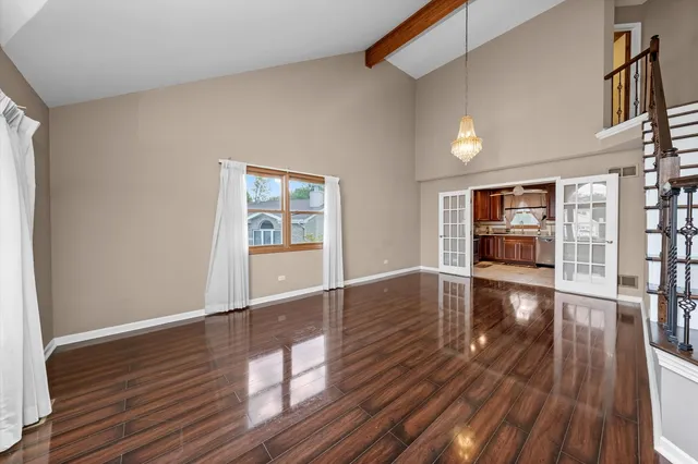 a view of livingroom with wooden floor