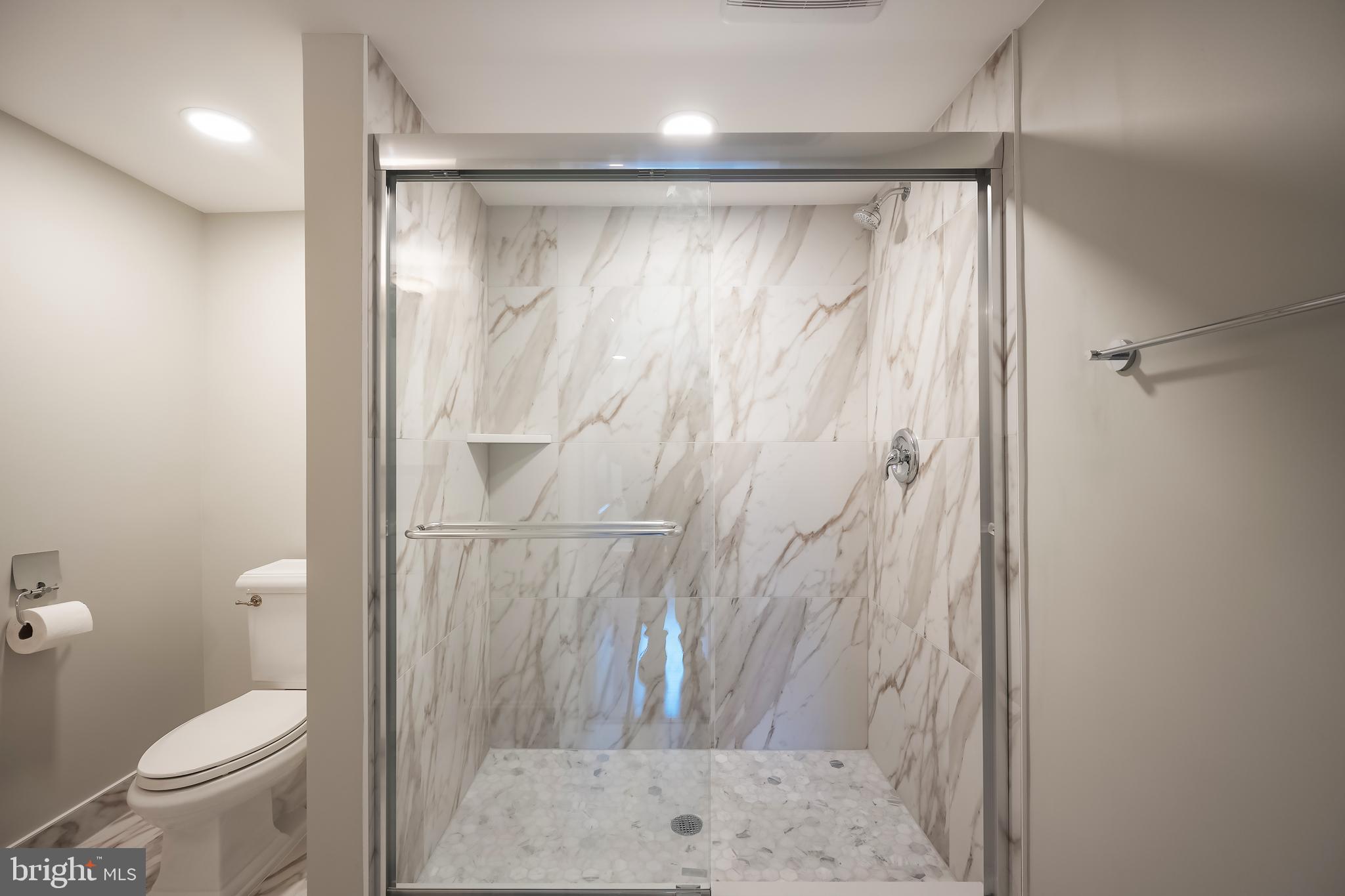 6946 Blantyre Road Warrenton, VA 20187 - Photo 14 of 24 a bathroom with a shower and a toilet