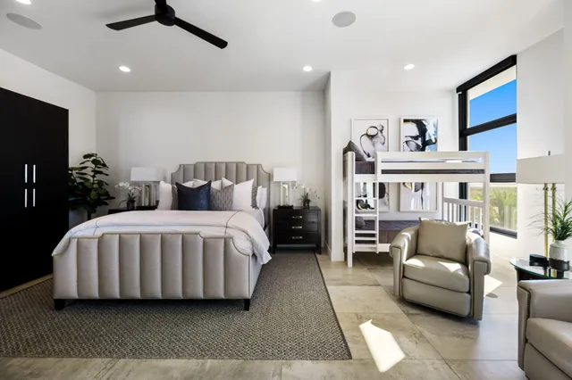 a hallway with view of living room