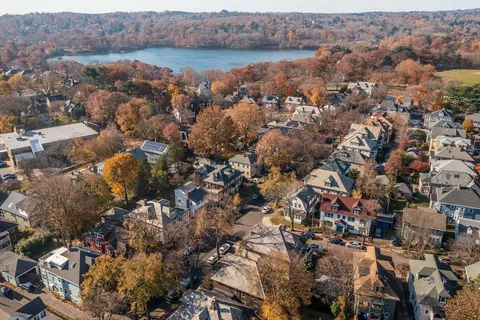 an aerial view of multiple house