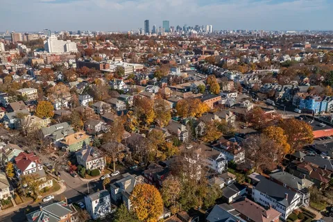 an aerial view of a city