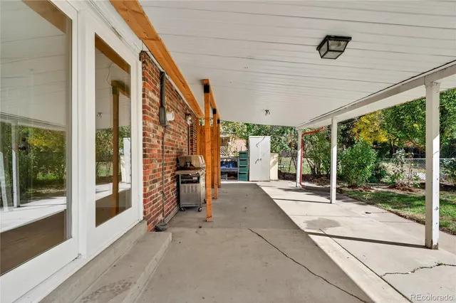 a building outdoor space with seating space