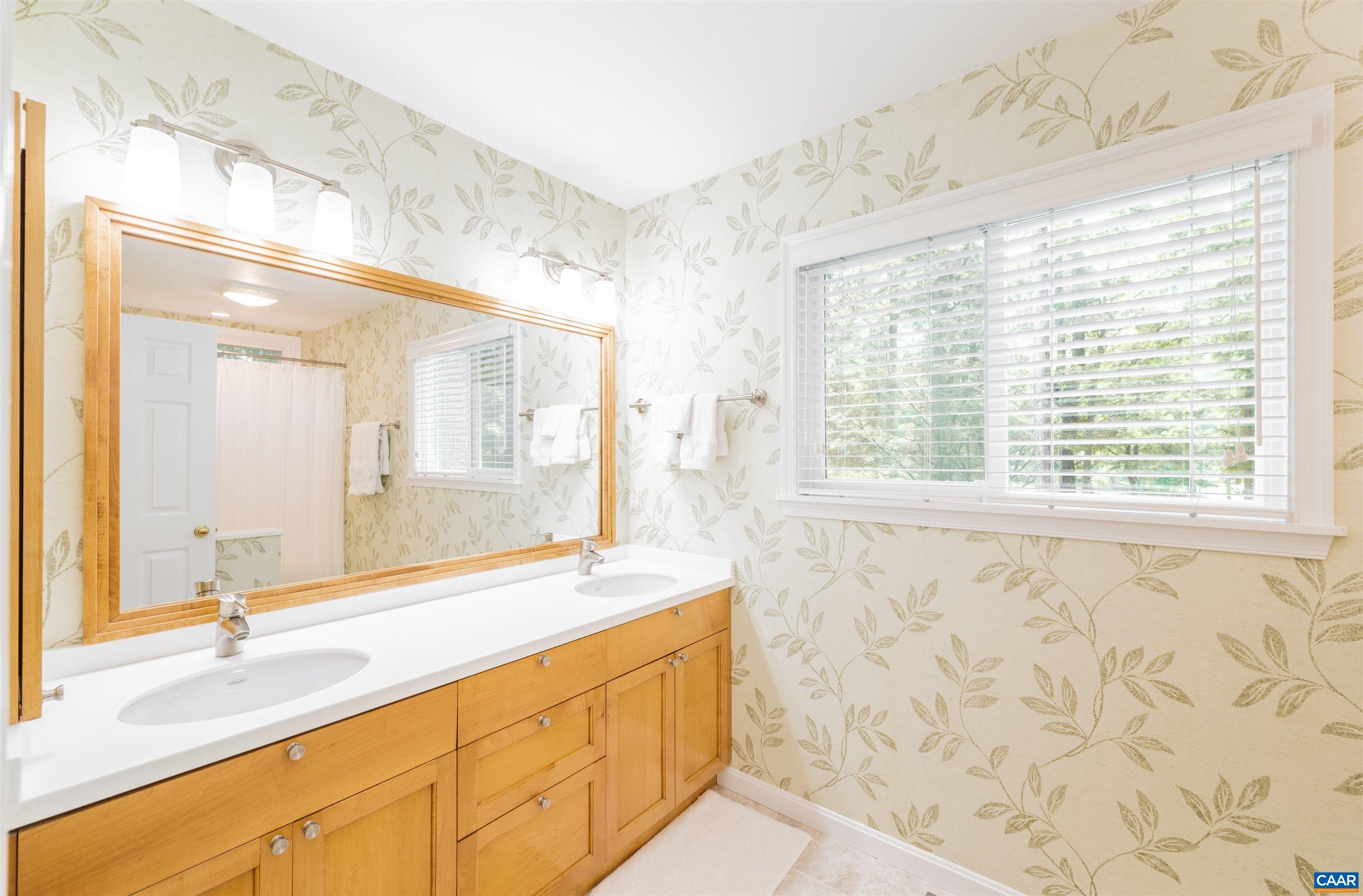 32 Out Of Bounds Road Palmyra, VA 22963 - Photo 5 of 55 a bathroom with a granite countertop sink and a large mirror