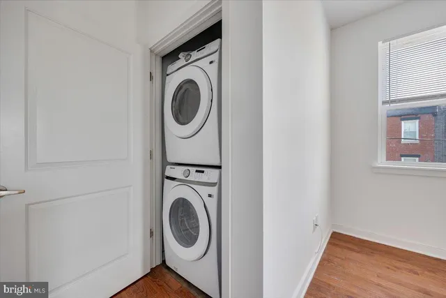 a utility room with dryer and washer