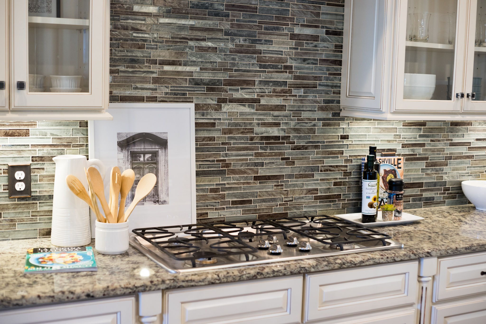 8254 Patterson Road College Grove, TN 37046 - Photo 14 of 30 a kitchen with granite countertop stove and cabinets