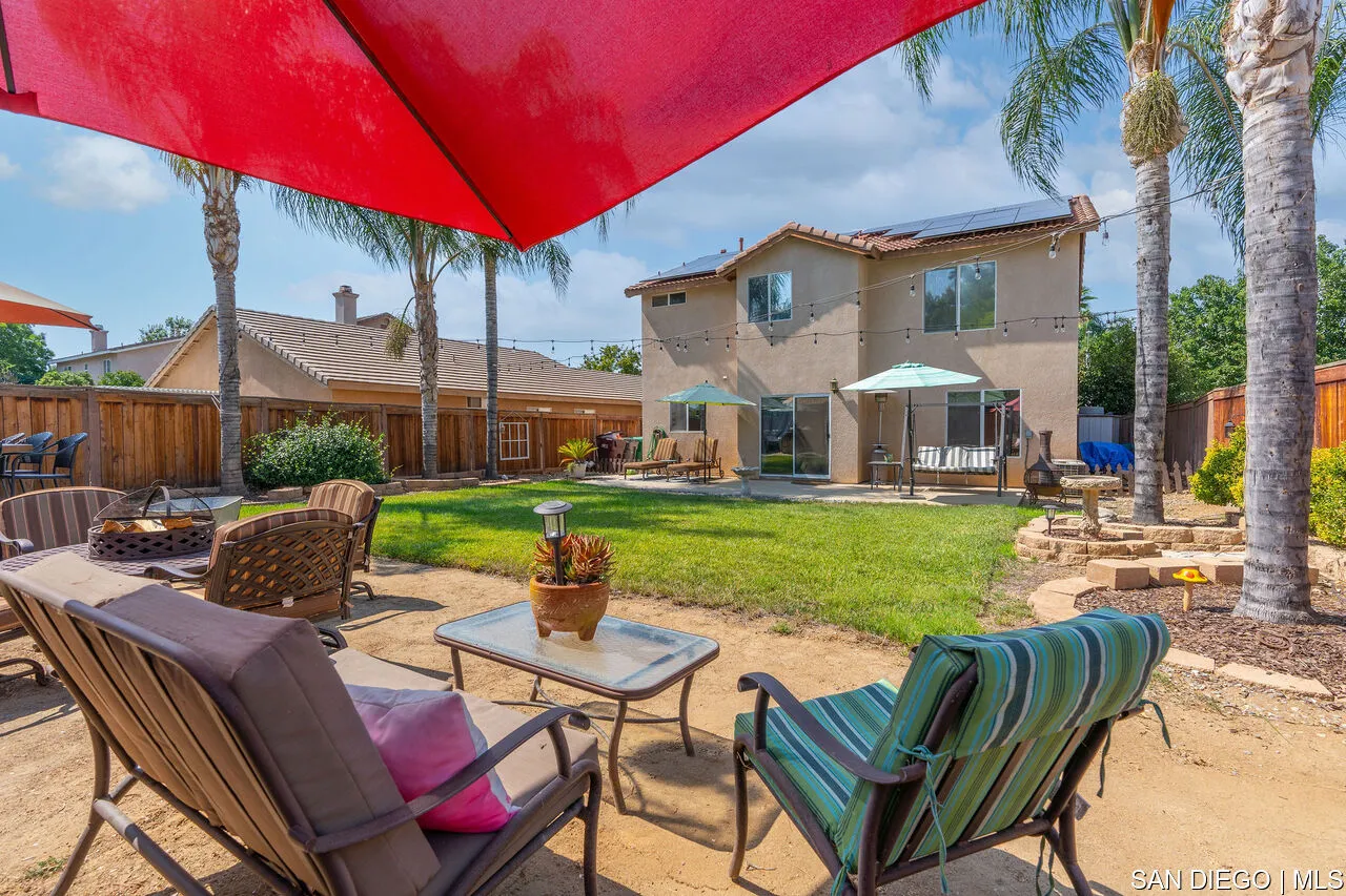 27201 Wildsmith Road Menifee, CA 92584 - Photo 22 of 24 a view of a patio with table and chairs under an umbrella