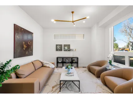 a living room with furniture and a rug