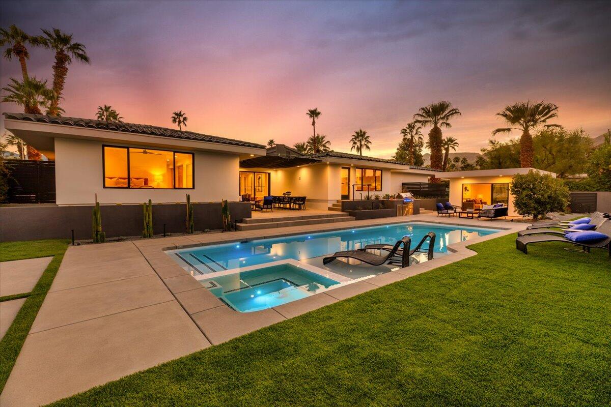 73306 Juniper Street Palm Desert, CA 92260 - Photo 55 of 79 56-Backyard at Twilight