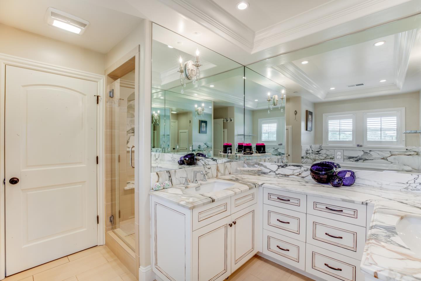 2446 Cherry Avenue San Jose, CA 95125 - Photo 41 of 49 a bathroom with a granite countertop sink mirror and shower