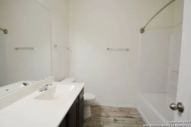 a view of a small space with a window