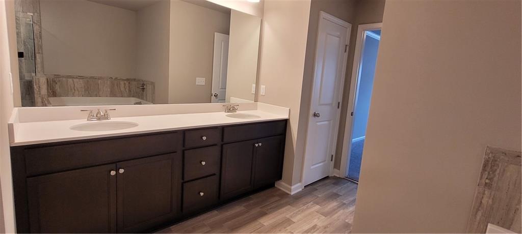 5141 Fox Den Road Oakwood, GA 30566 - Photo 20 of 29 a bathroom with a double vanity sink and large mirror