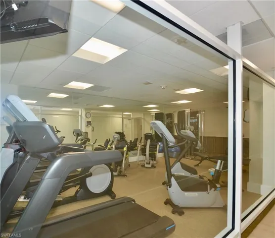 a view of a room with gym equipment
