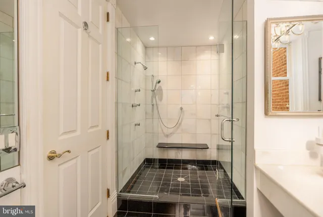 a bathroom with a shower