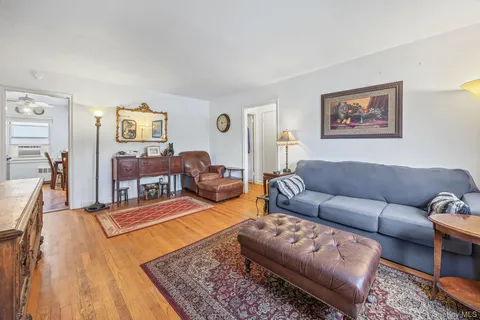 a living room with furniture and a rug