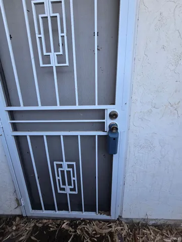 a view of wooden door