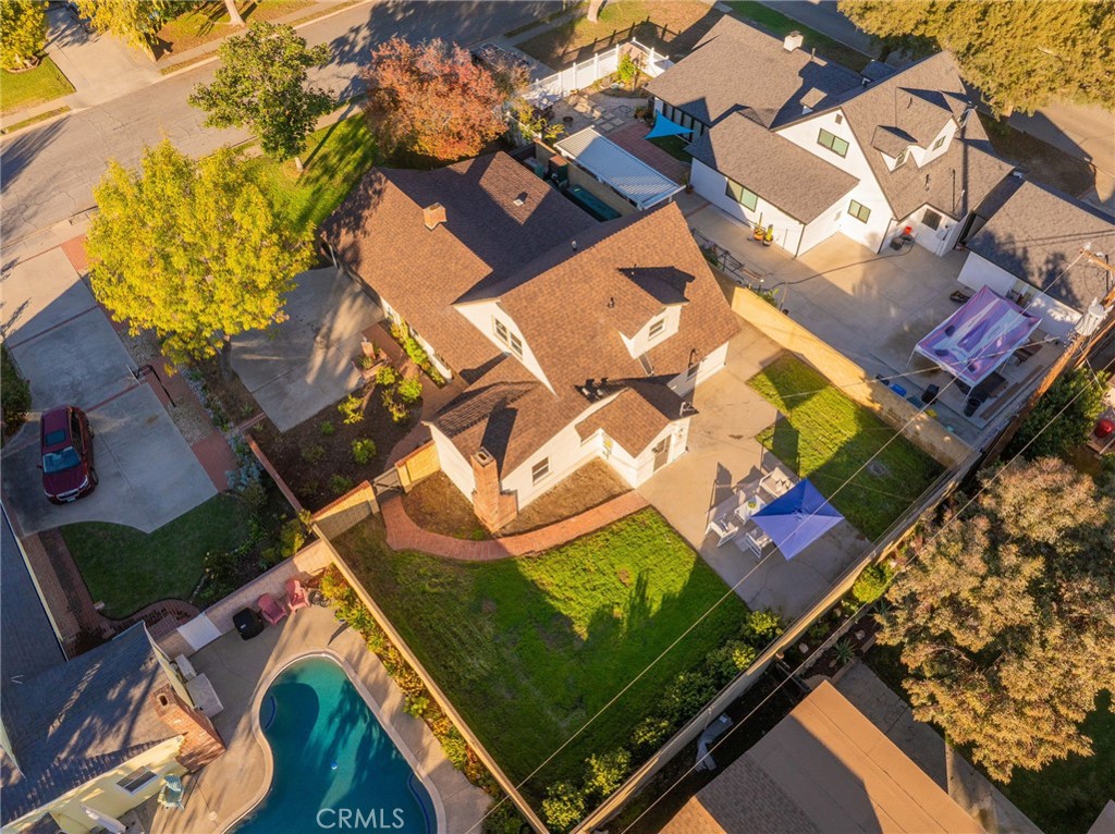 838 East Ada Avenue Glendora, CA 91741 - Photo 38 of 48 an aerial view of a house with a garden and swimming pool