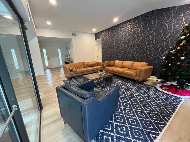 a living room with furniture