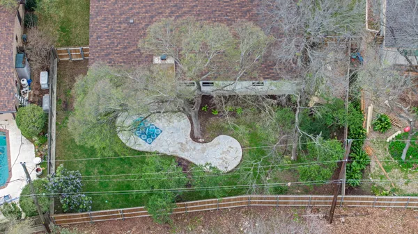 an aerial view of a house
