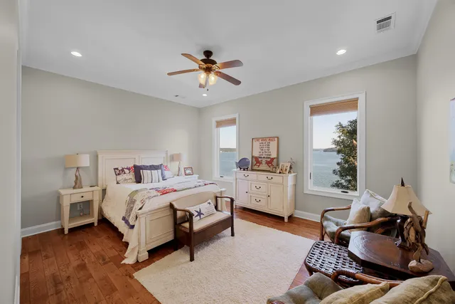 a bed room with a bed and furniture