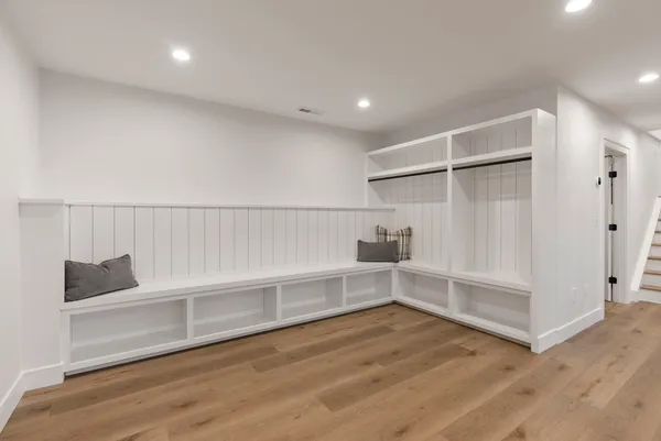 a view of an empty walk in closet