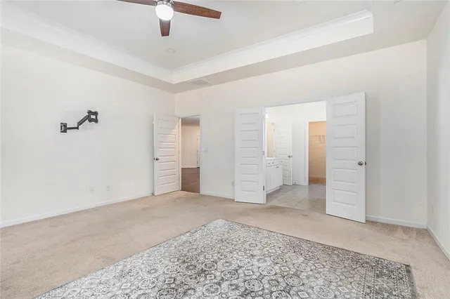 an empty room with a en suite bathroom