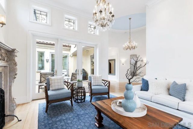 a patio with patio couch and table