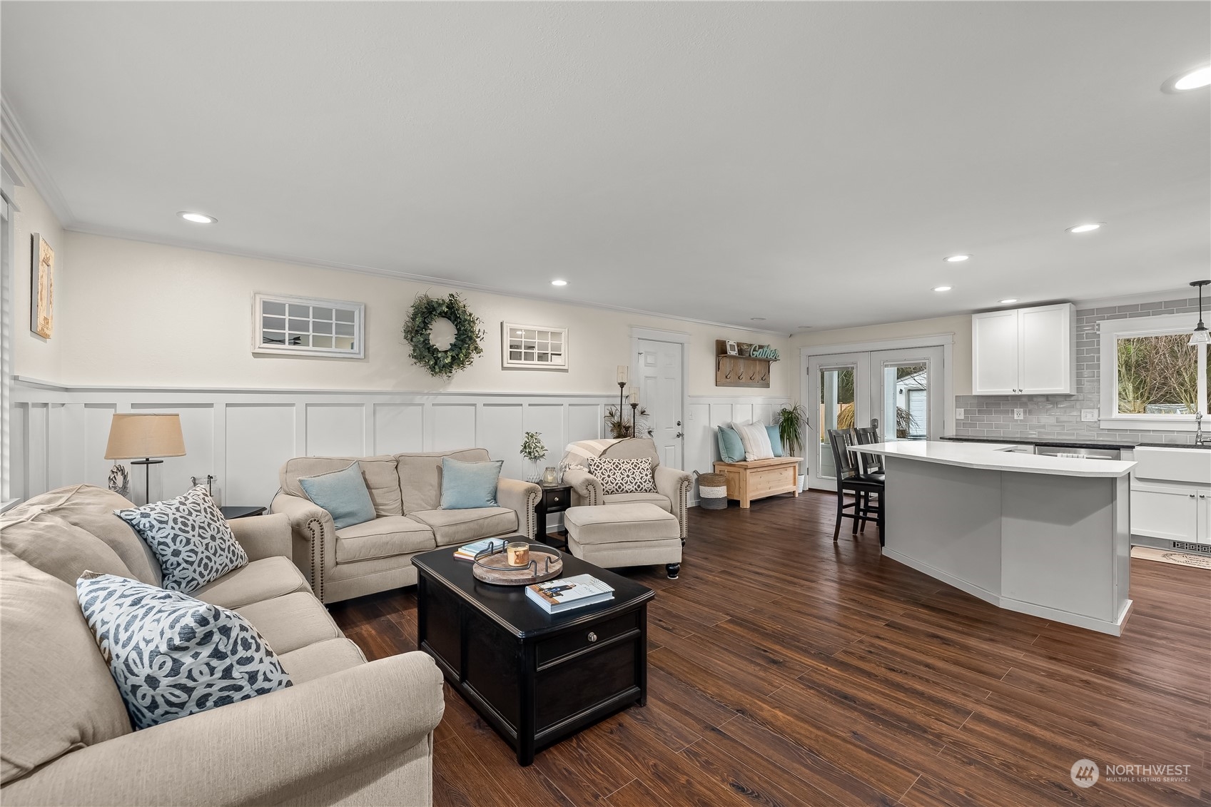 3529 Eagle Drive Northeast Olympia, WA 98516 - Photo 3 of 29 a living room with furniture and kitchen view